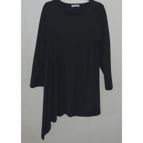 BRYN WALKER Modal‎ Knit Dress Women's Small Asymmetrical Hem Black Lagenlook USA - Picture 3 of 6